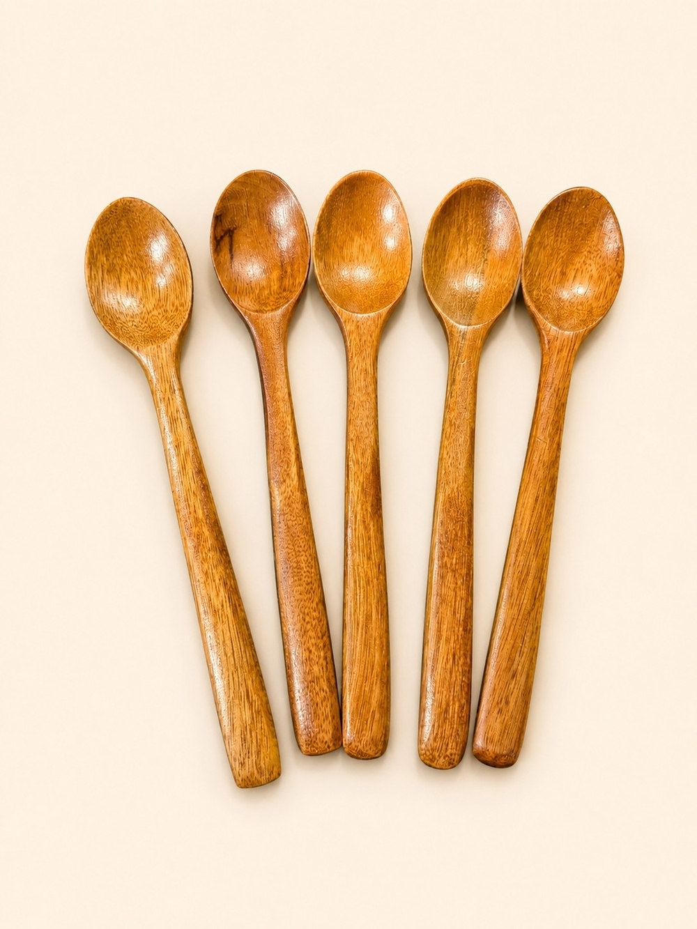 5 Pc Wooden Spoon Set – 6.5” Handcrafted Wood Spoons Kitchen Utensils Rustic